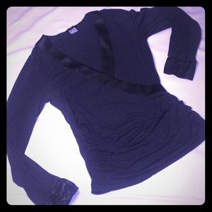 Venus wrap blouse with faux leather trim